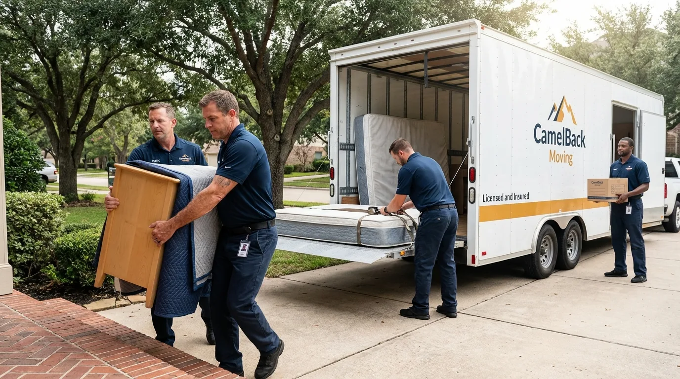 Crew loading residential truck for cross-state move from West Palm Beach, FL