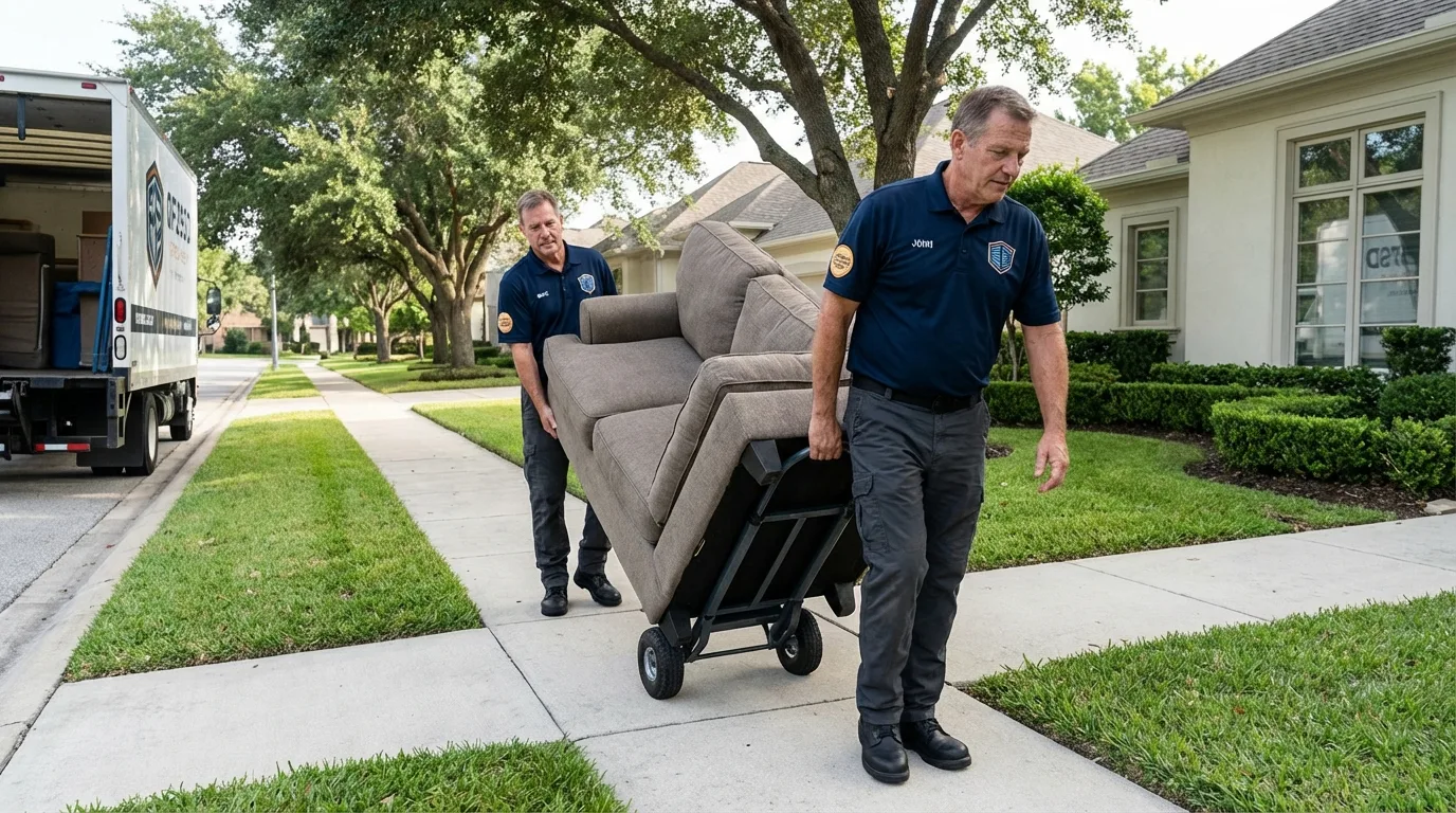 Local residential moving crew loading furniture in West Palm Beach, FL