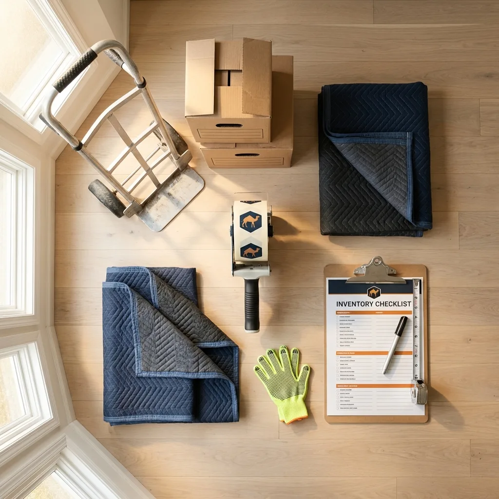 Professional moving supplies and packing materials layout for West Palm Beach residential relocations